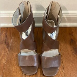 MICHAEL Michael Kors Brown Leather Wedge Sandals